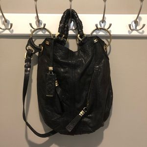 OrYANY Gwen Pebbled Leather Hobo Black